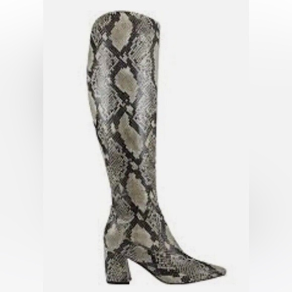 Marc Fisher Shoes - Marc Fisher Womens Knee-High Boots 6.5 M Black Snakeskin Pointed Toe